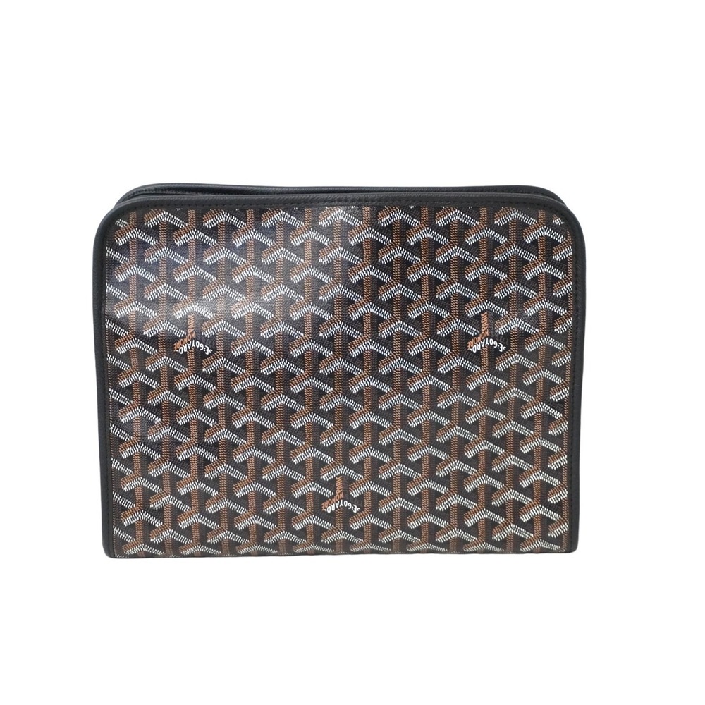 Goyard clutch black Jouvance herringbone bag